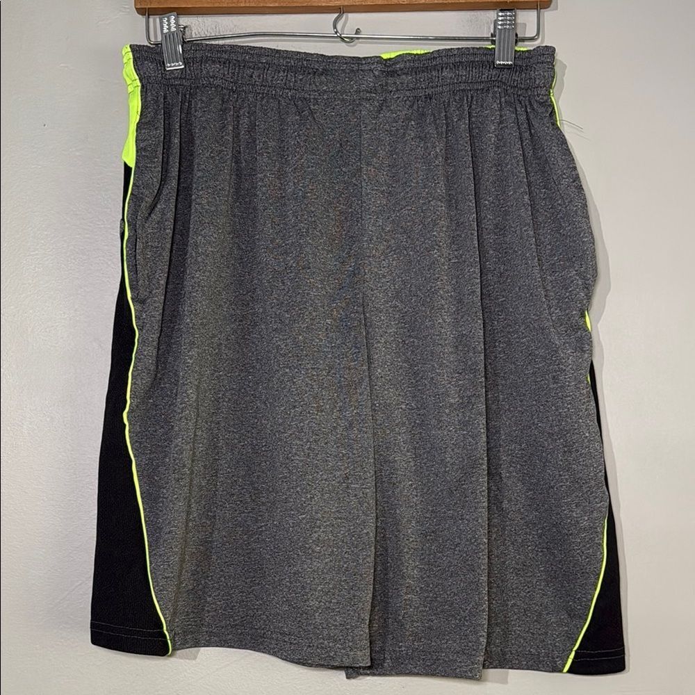 Gray and Yellow Athletic Shorts with Lightweight Fabric